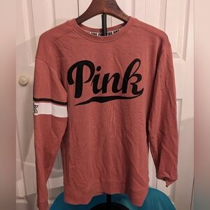 PINK Crew neck Sweatshirt Size XS Dusty Rose, white & black